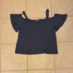 Women's Navy Blue Off the Shoulder Top